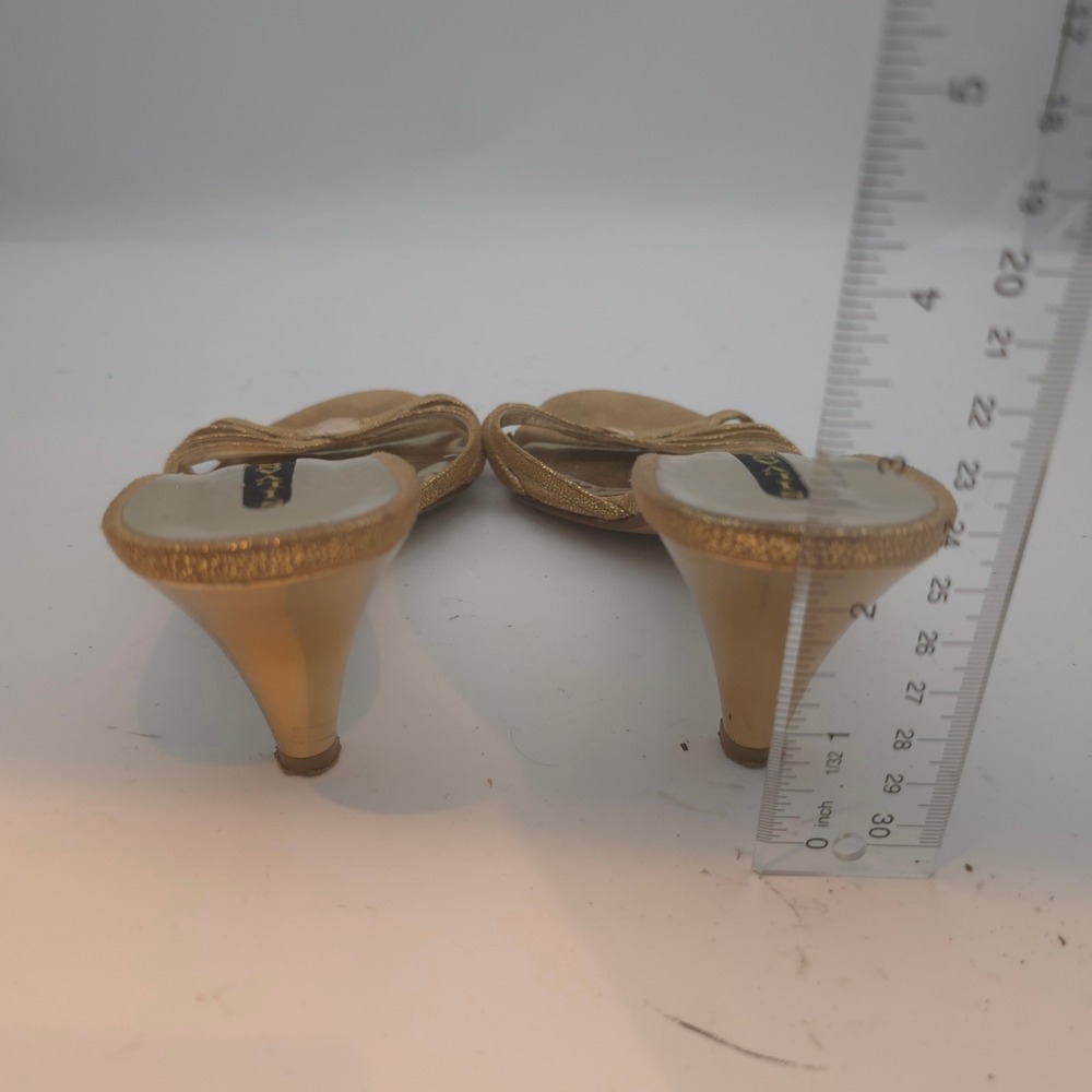 Silvana Made‎ Italy Gold Strappy Heels 40/9.5 Leather Sole Evening Sandals Gala - Picture 9 of 11